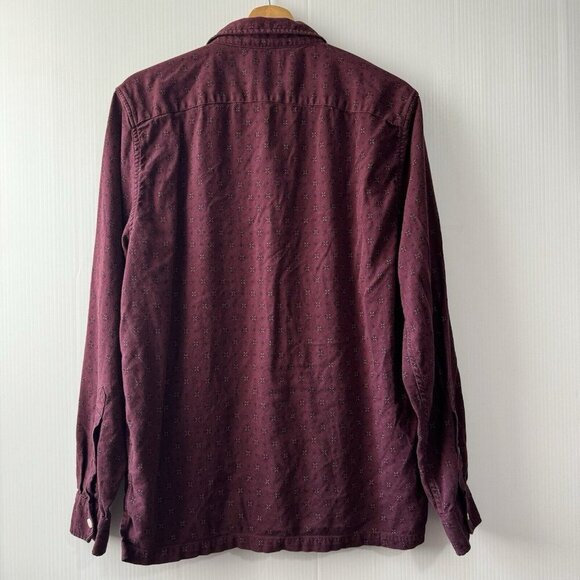 Abercrombie & Fitch Men’s Long Sleeve Button-Up Shirt Burgundy Sz L - Picture 2 of 15